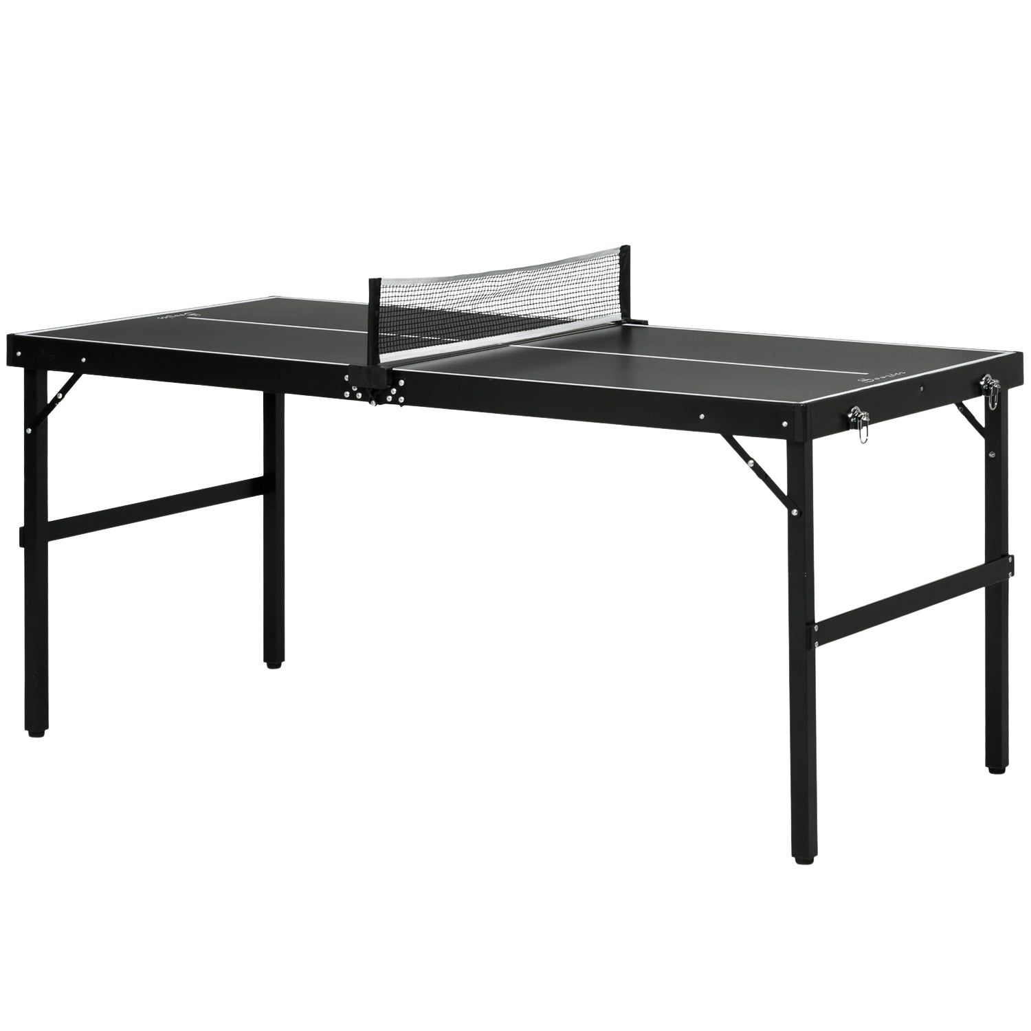 Vikbart minibordtennisset med nät – svart aluminium