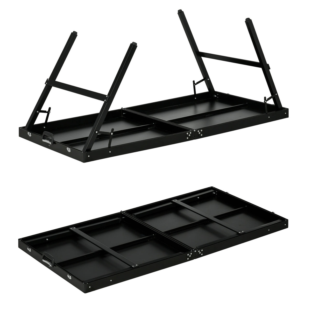 Vikbart minibordtennisset med nät – svart aluminium