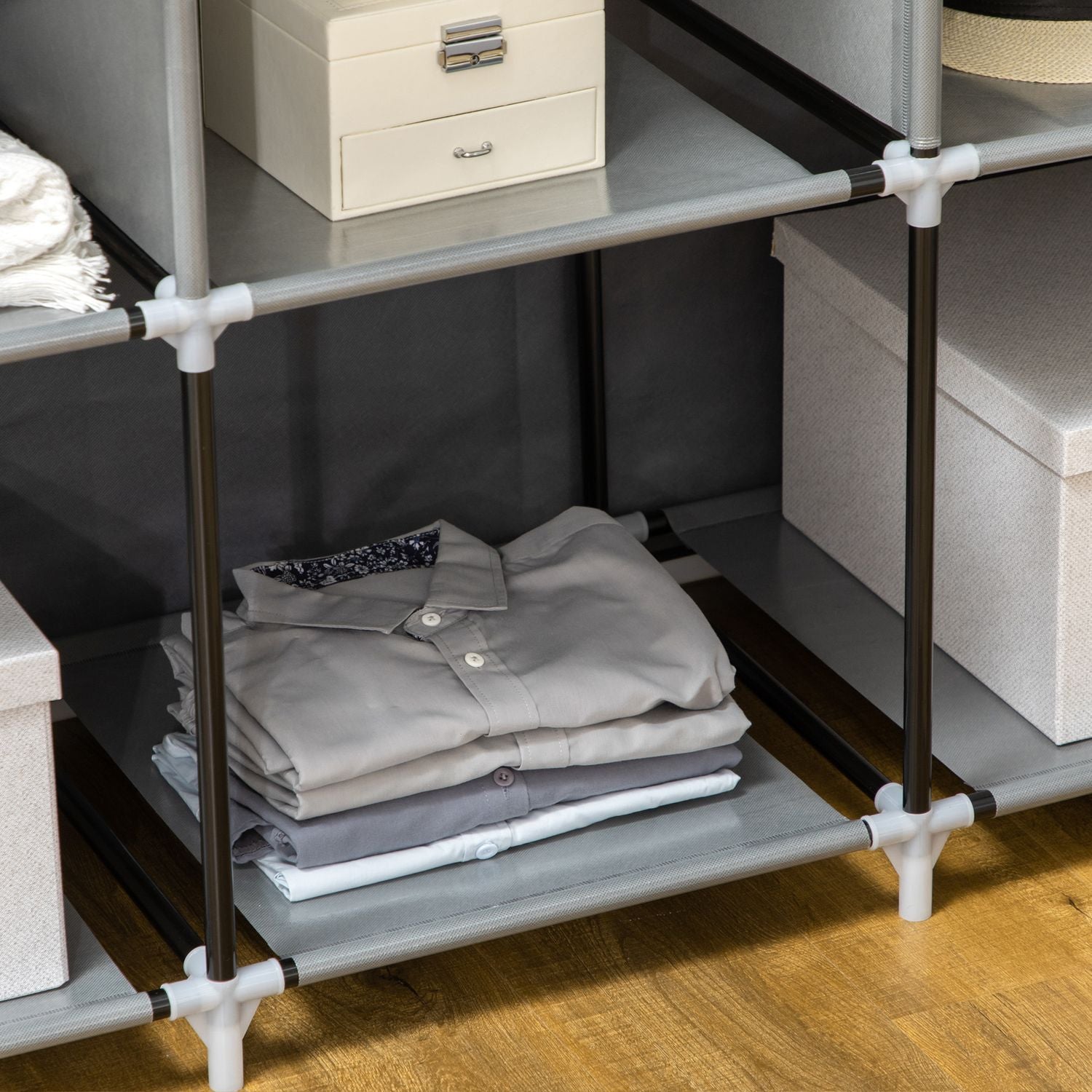 Vikbar tyggarderob med klädstång, mörkgrå