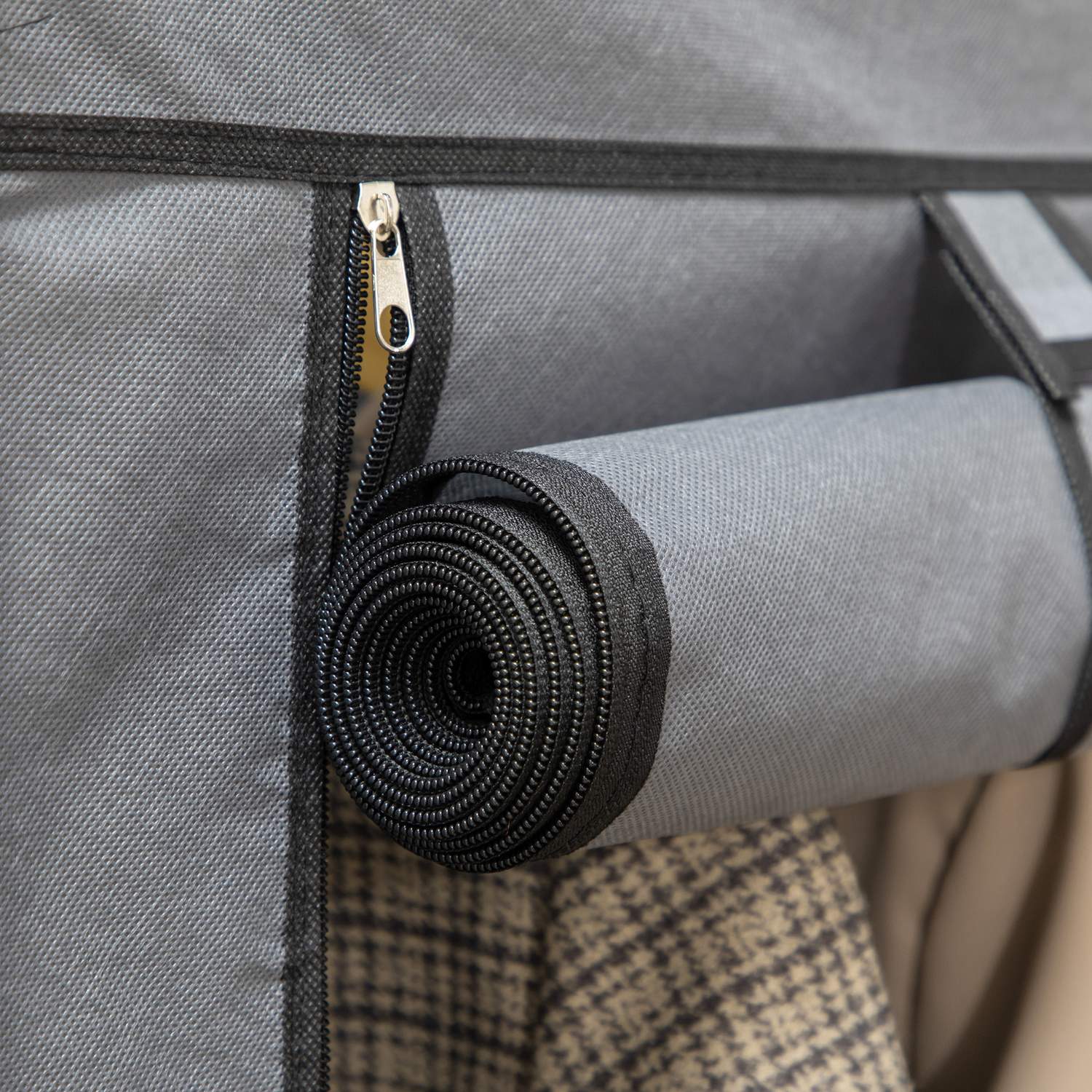 Vikbar tyggarderob med klädstång, mörkgrå