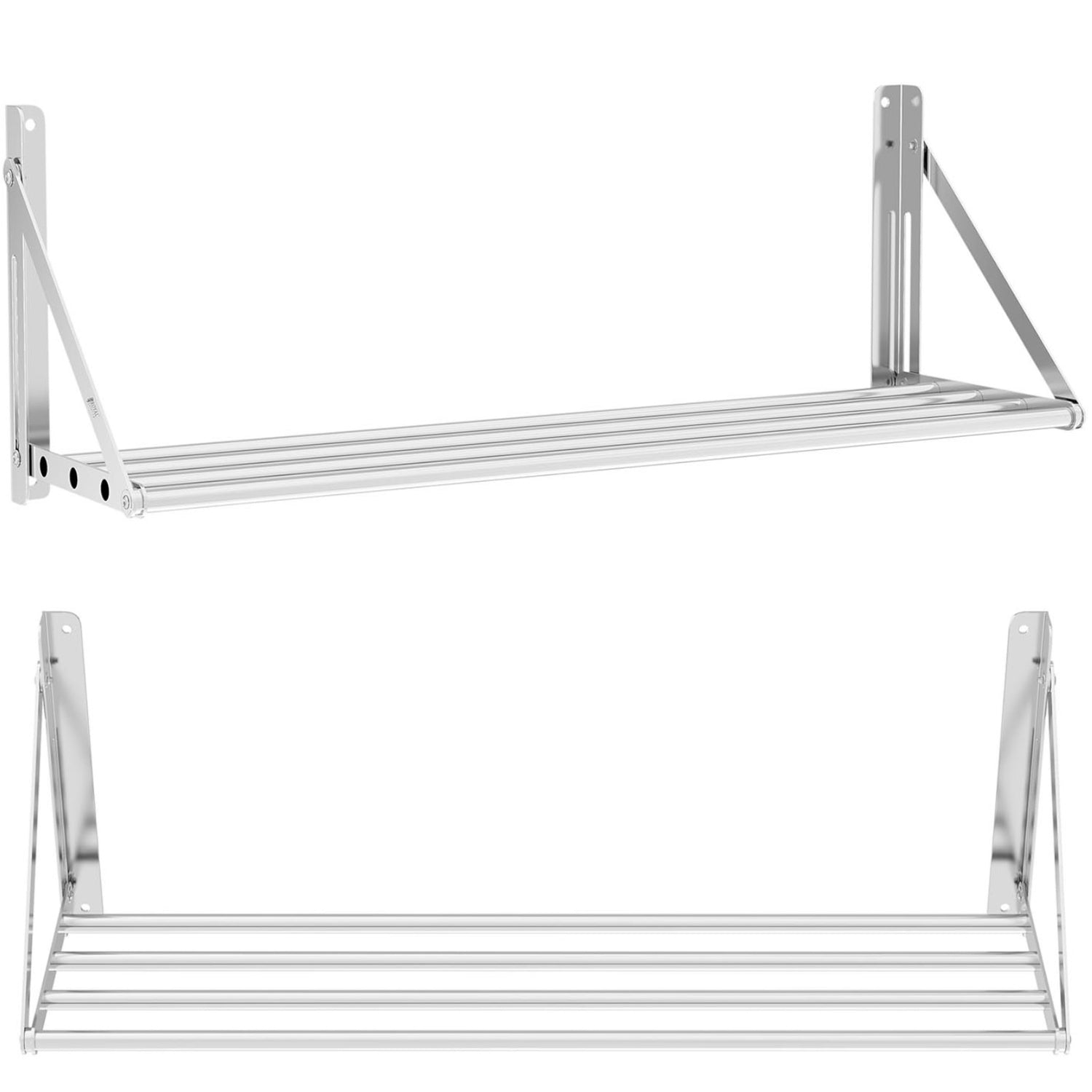 Vikbar vägghylla i rostfritt stål upp till 40 kg 100 x 30 cm