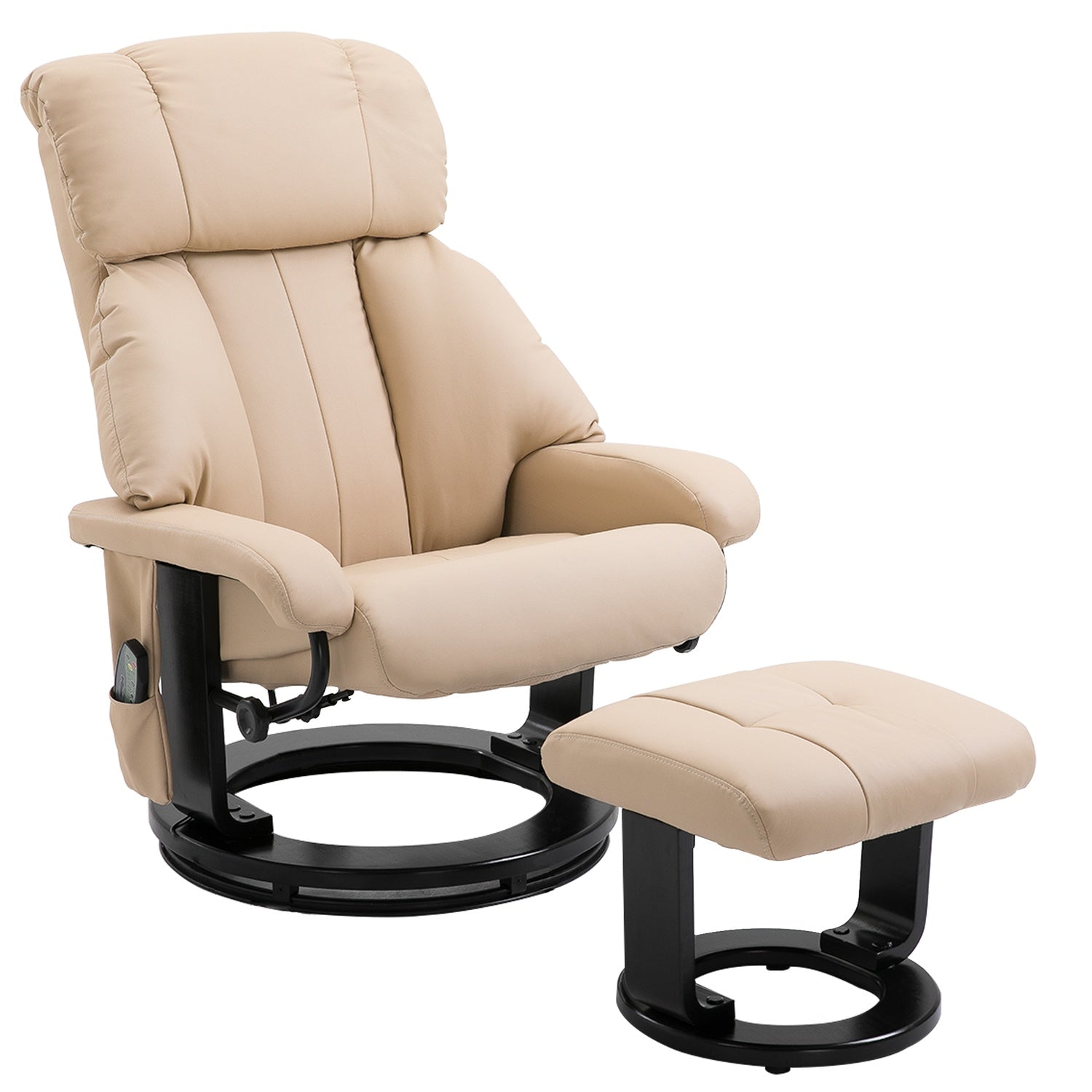 Beige Ergonomisk vilstol med massage & ottoman, 76x80x102 Cm
