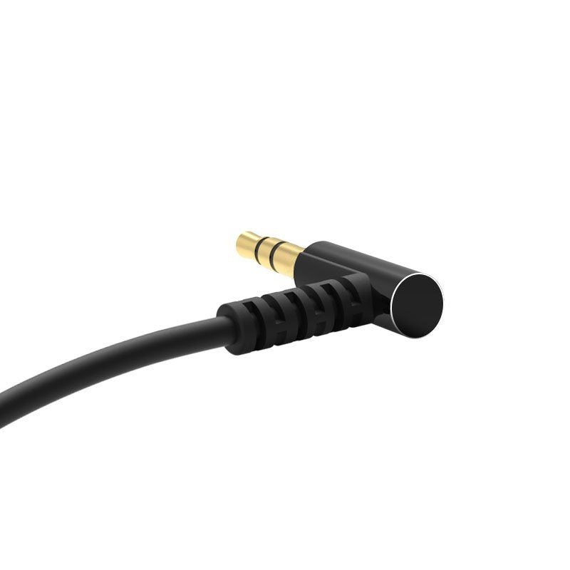 Vinklad kabel AUX audio minijack 3,5 mm 1m svart
