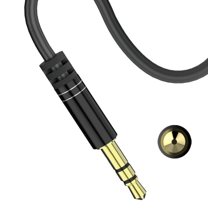 Vinklad kabel AUX audio minijack 3,5 mm 1m svart