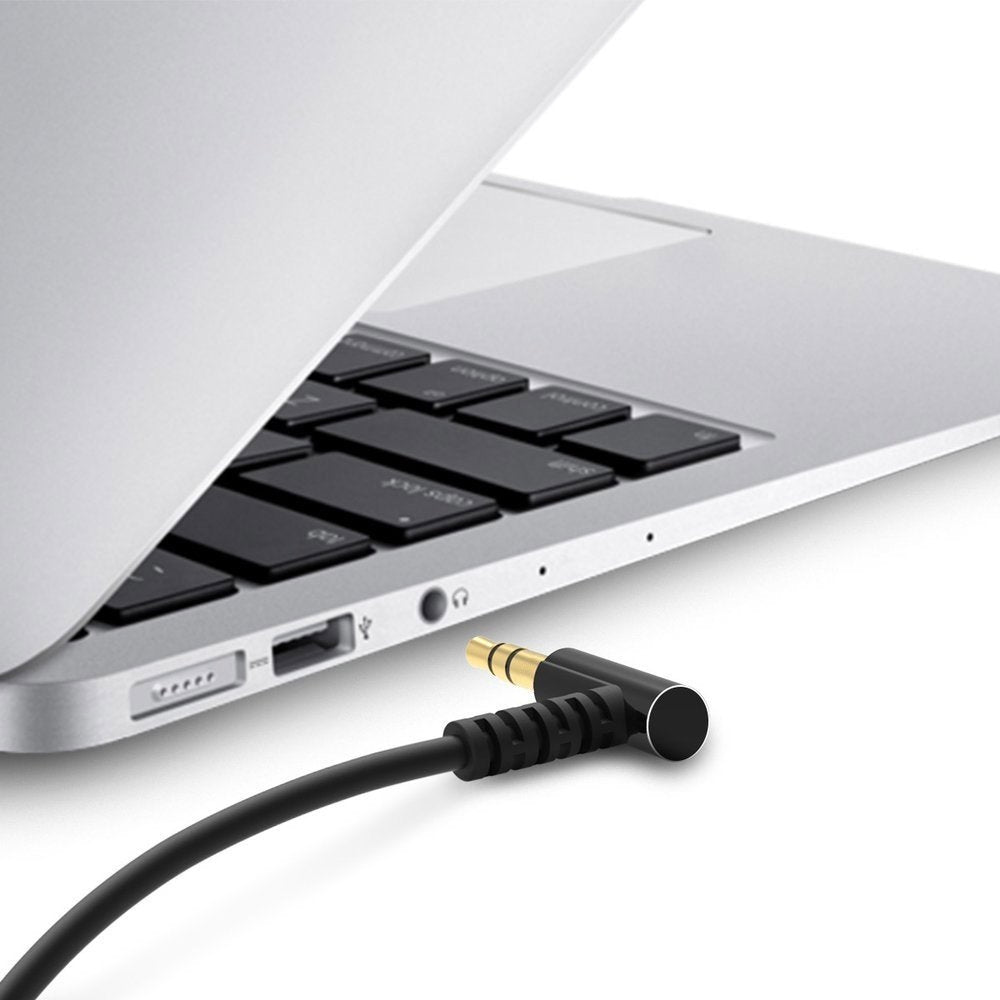 Vinklad kabel AUX audio minijack 3,5 mm 1m svart