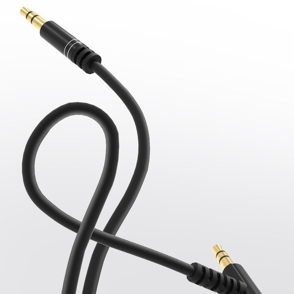 Vinklad kabel AUX audio minijack 3,5 mm 1m svart