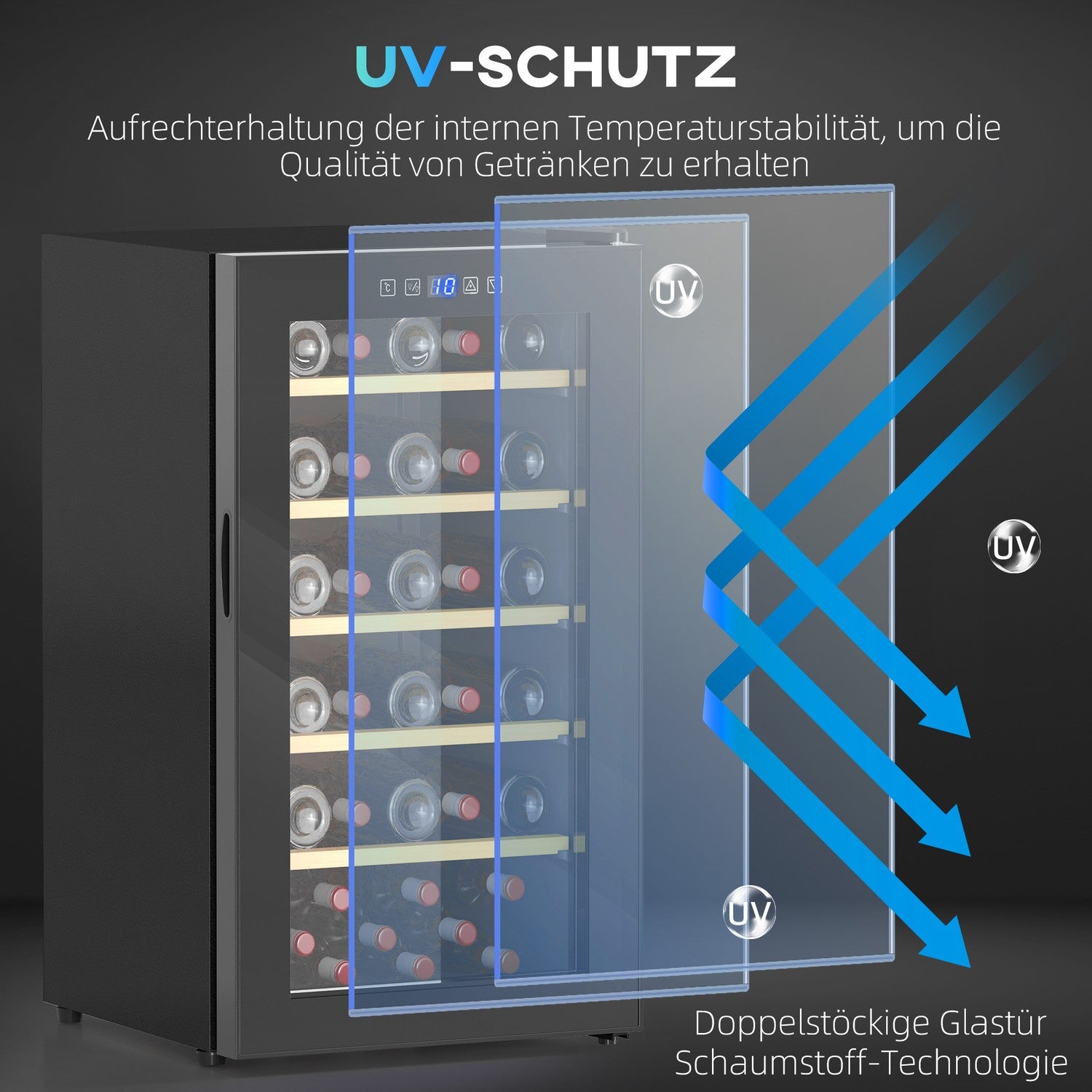 Vinkylskåp 41 flaskor, LED-ljus, pekskärm