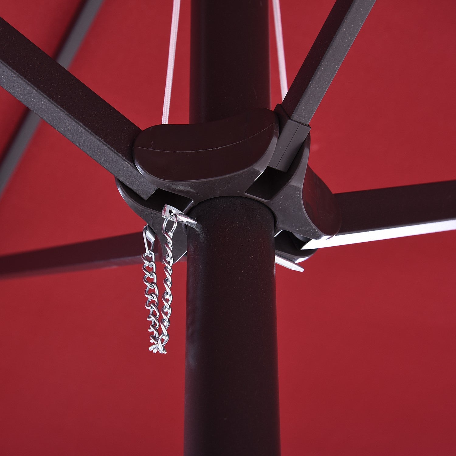 Vinröd Oval Garden Parasoll, 460x270x240cm, Handvev