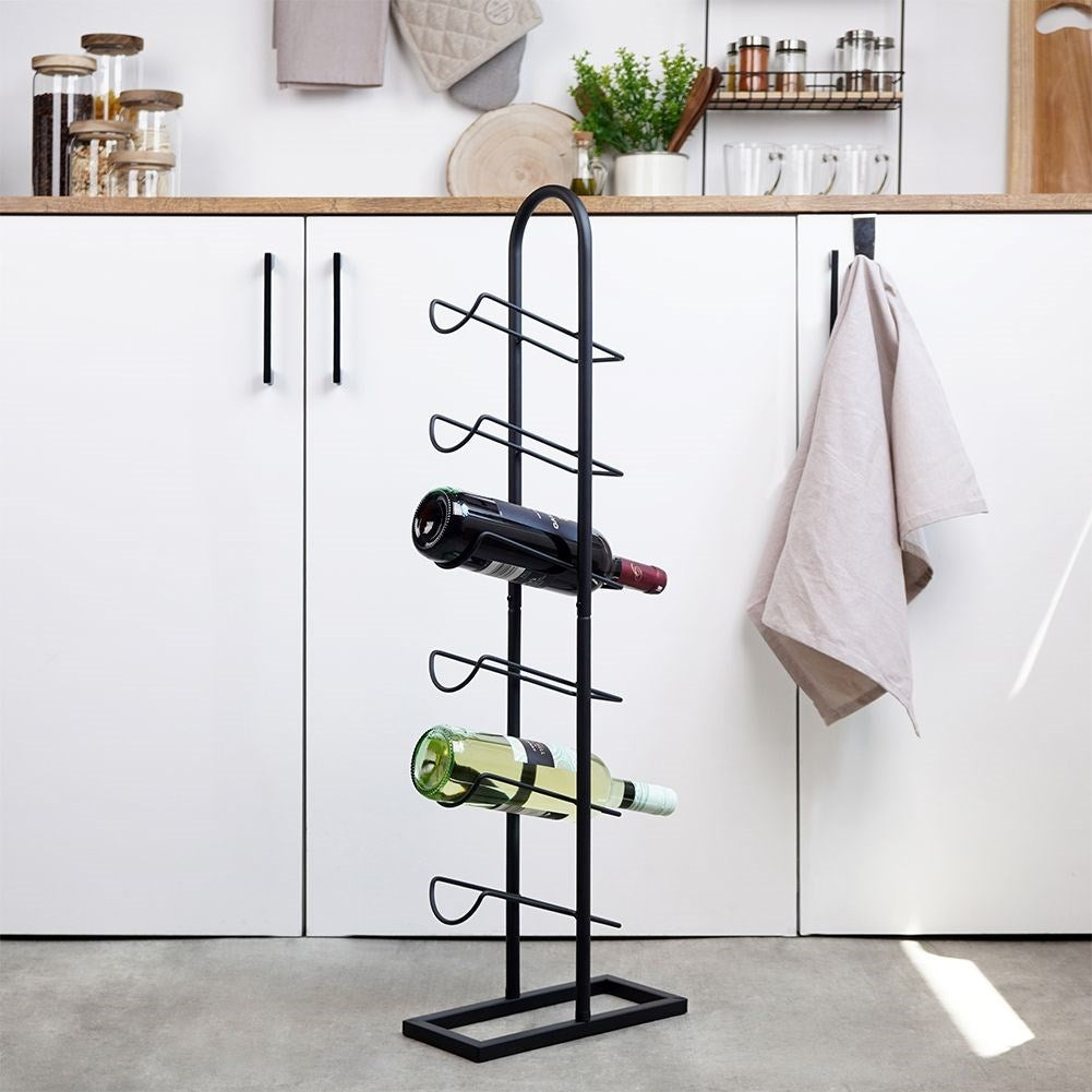 Vinställ för 6 flaskor i svart metall och LOFT-stil