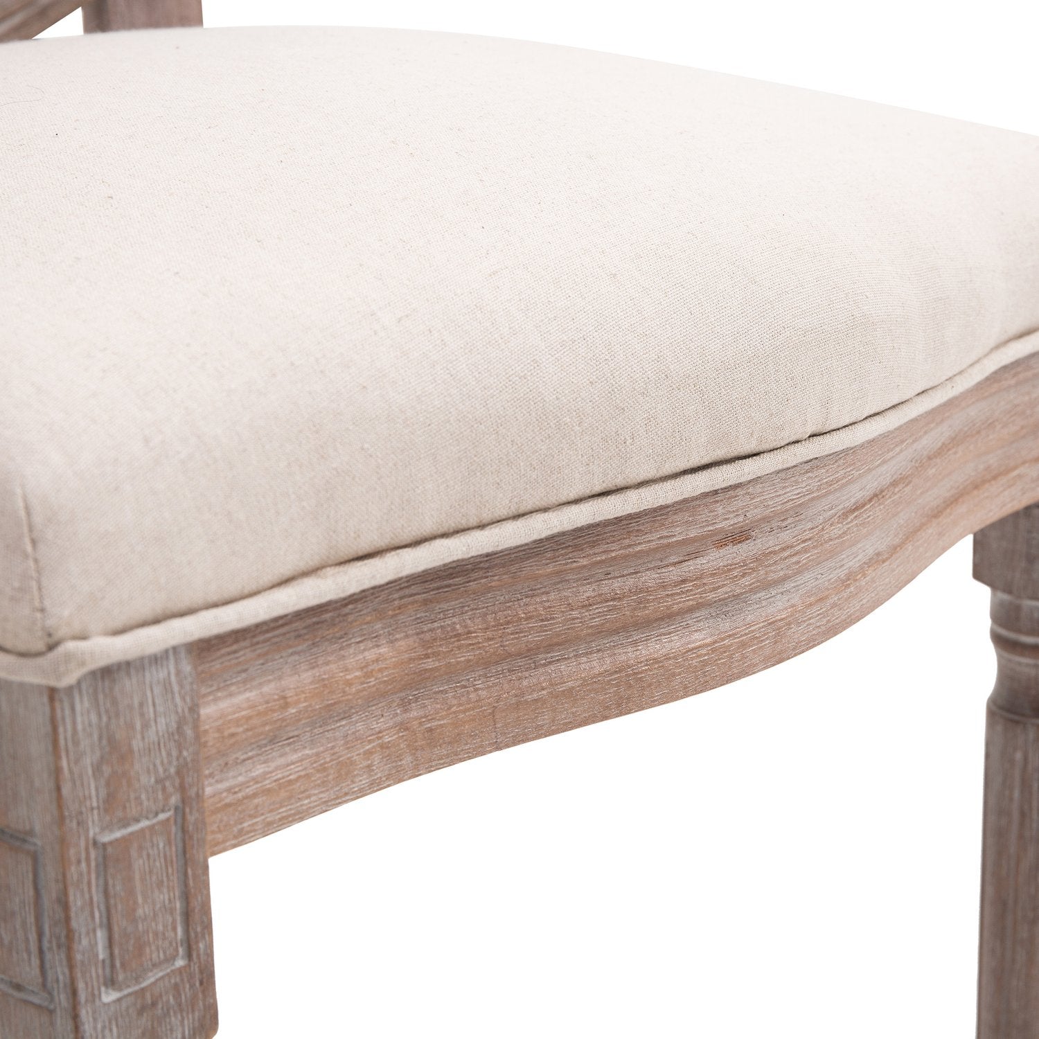 Vintage beige matstol – stoppad vilstol i rotting