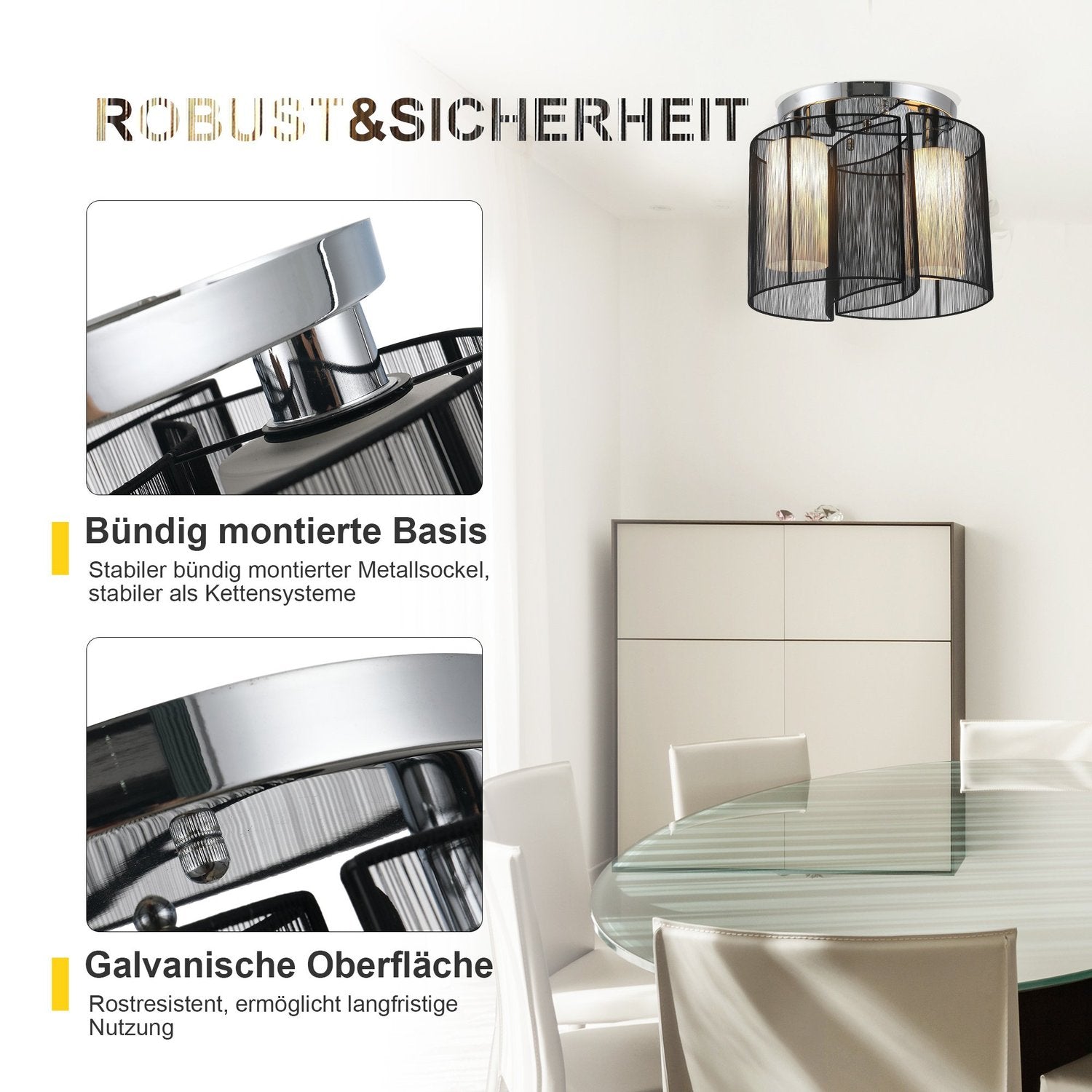 Vintage taklampa – 2-lamps E27 sockel, svart, Ø47,5 cm