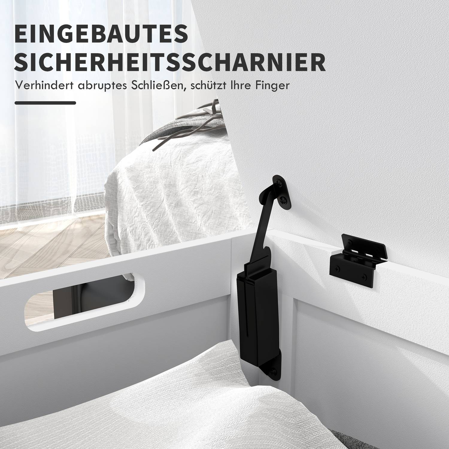 Vit förvaringslåda med lock och handtag – 81x40x46 cm