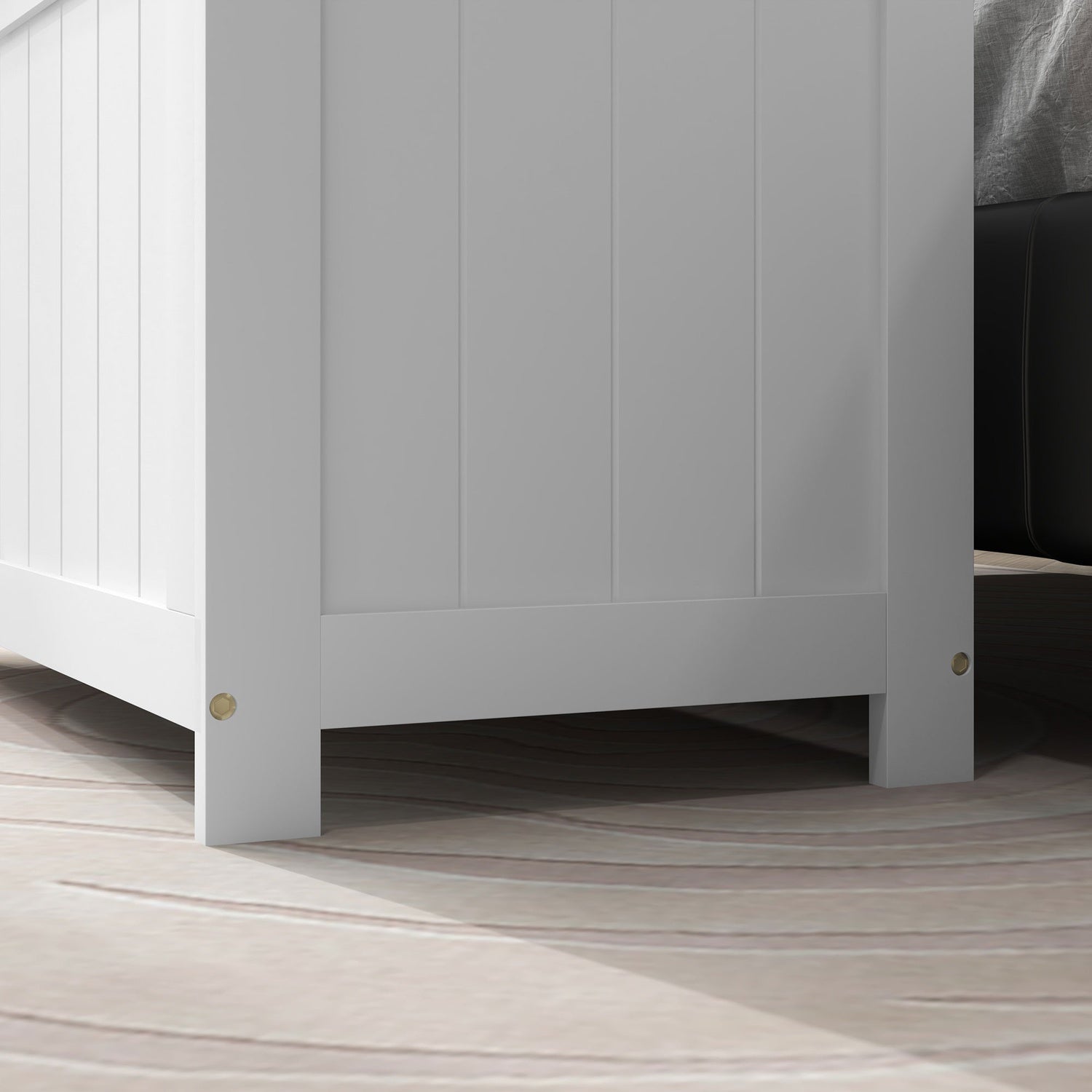 Vit förvaringslåda med lock och handtag – 81x40x46 cm