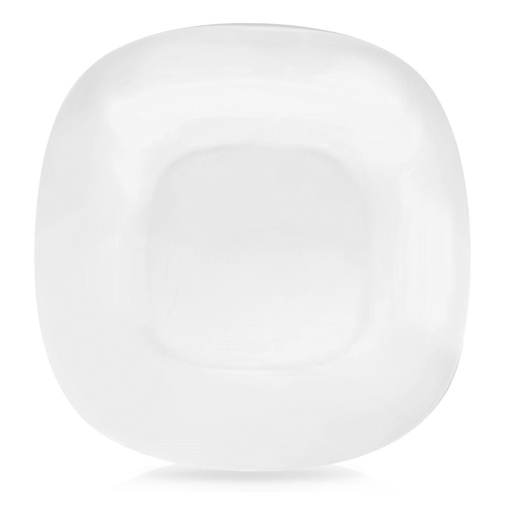 Vit fyrkantig desserttallrik i elegant opalglas