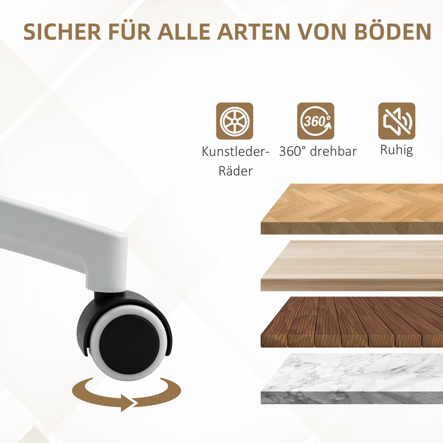 Vit kontorsstol i konstläder, justerbar, lutningsfunktion