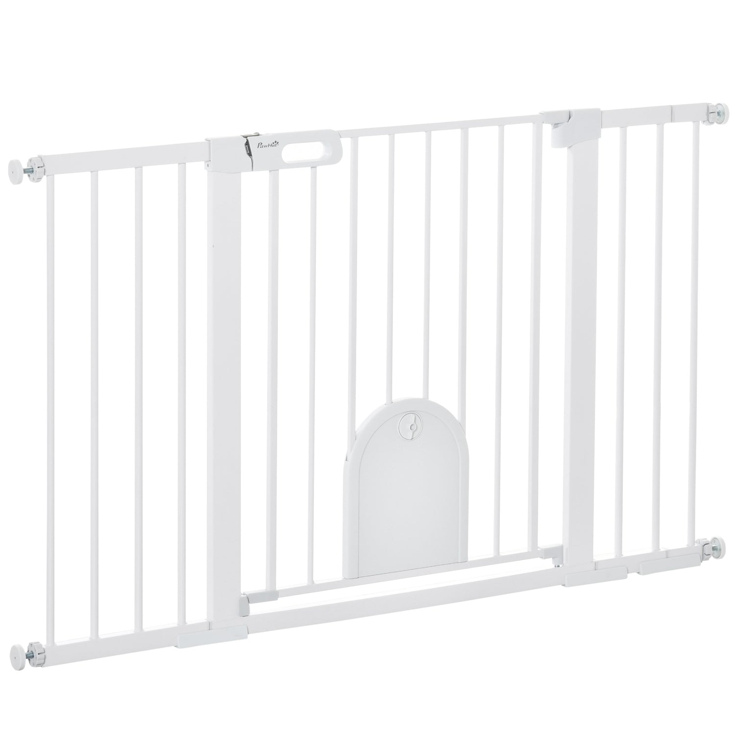 Vit metall trappgrind, 75-131cm, säker klämfäste