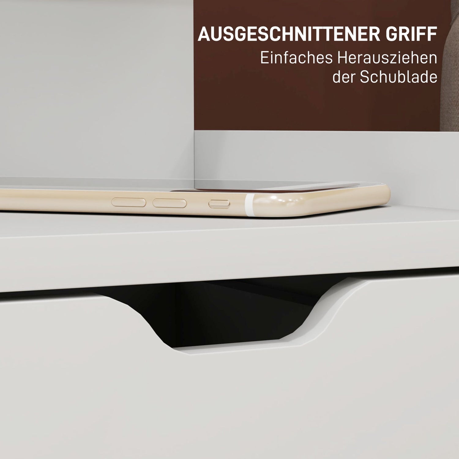 Vit sängbord, 2 lådor & öppen hylla, 40x30x60 cm