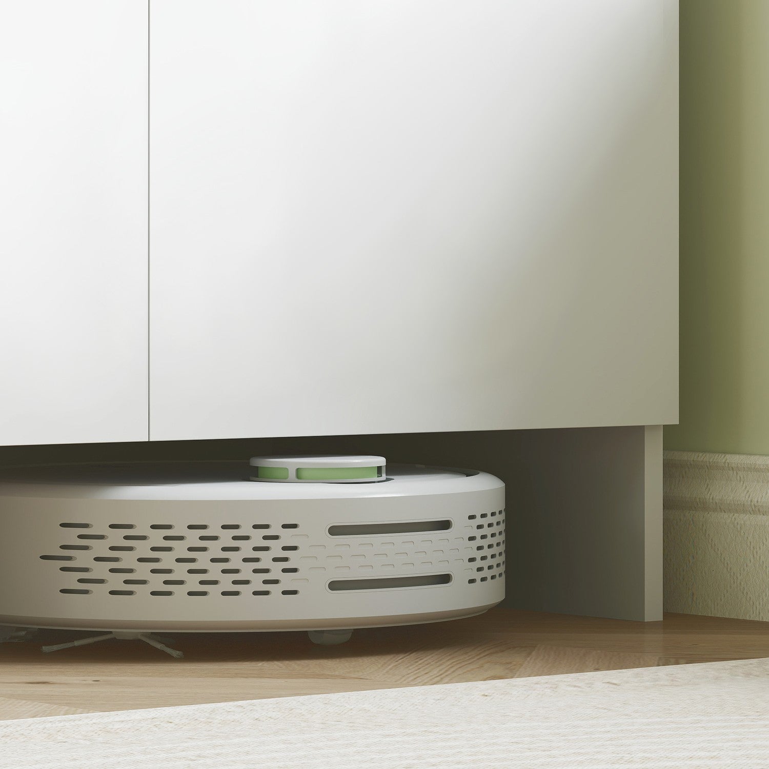 Vitt kök högskåp, mjukstängande dörrar, mikrovågshylla