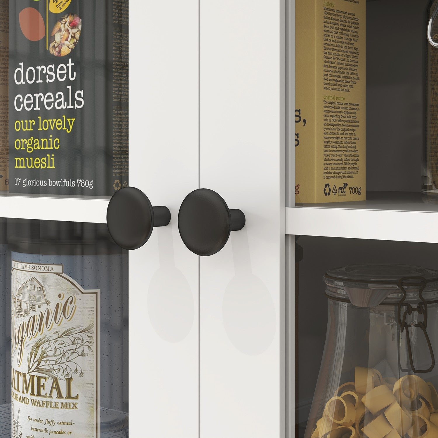 Vitt köksskåp med mikrovågshylla & förvaring