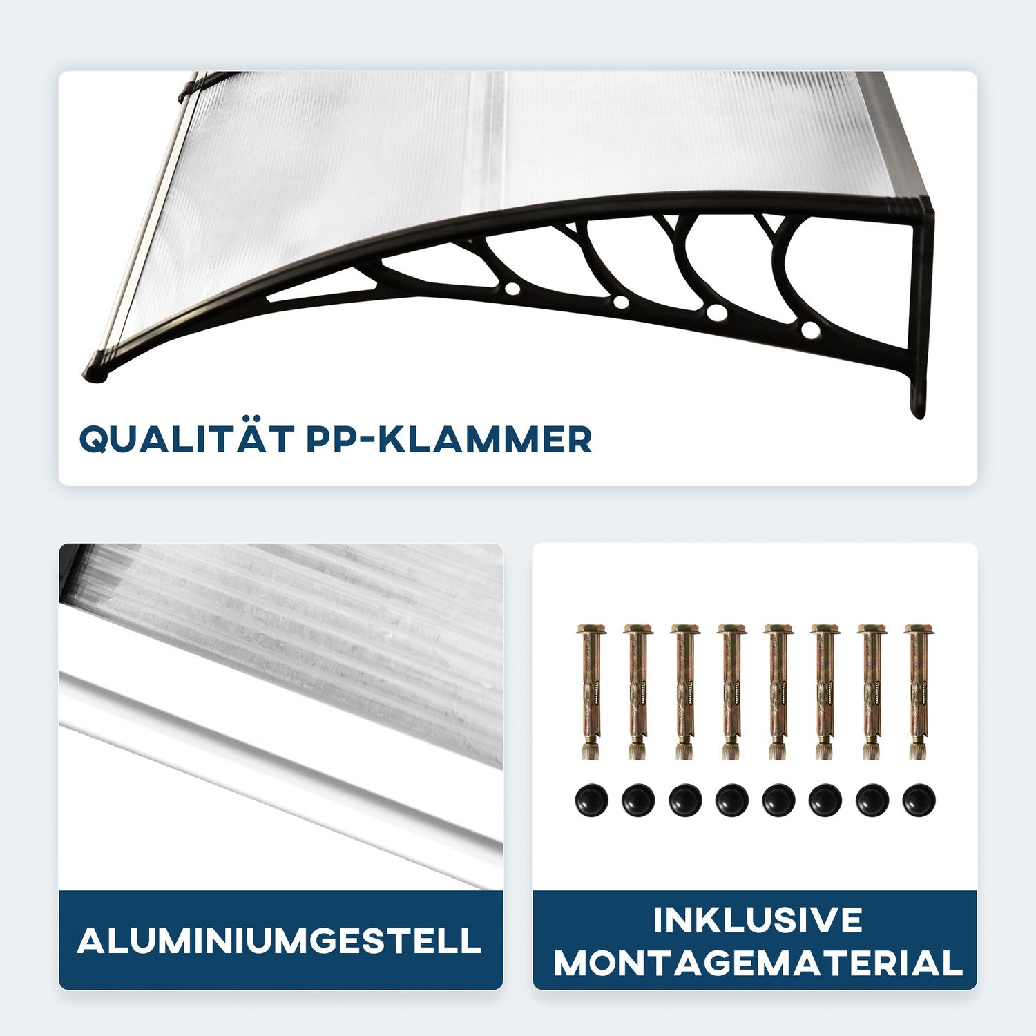 Välvd ytterdörrstak, UV-skyddad polykarbonat, 90x295 cm