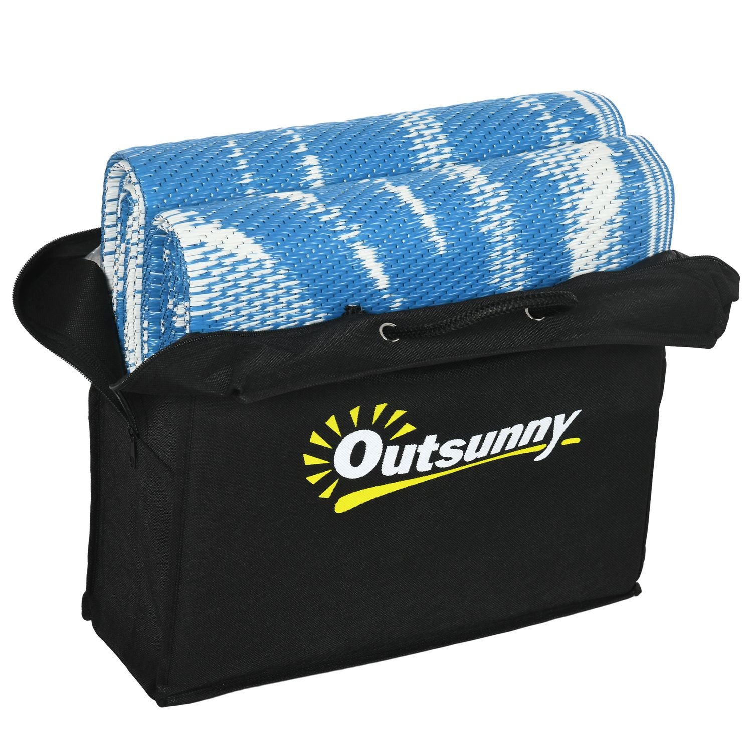 Vändbar utomhusmatta med påse, 182x274cm, blå