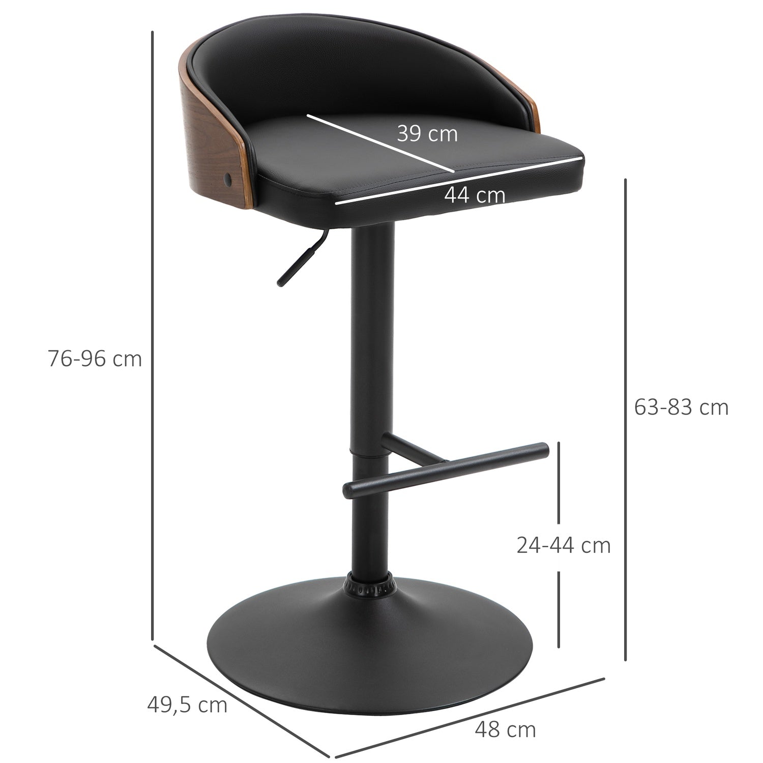 Vridbara barstolar, set med 2, justerbar, konstläder