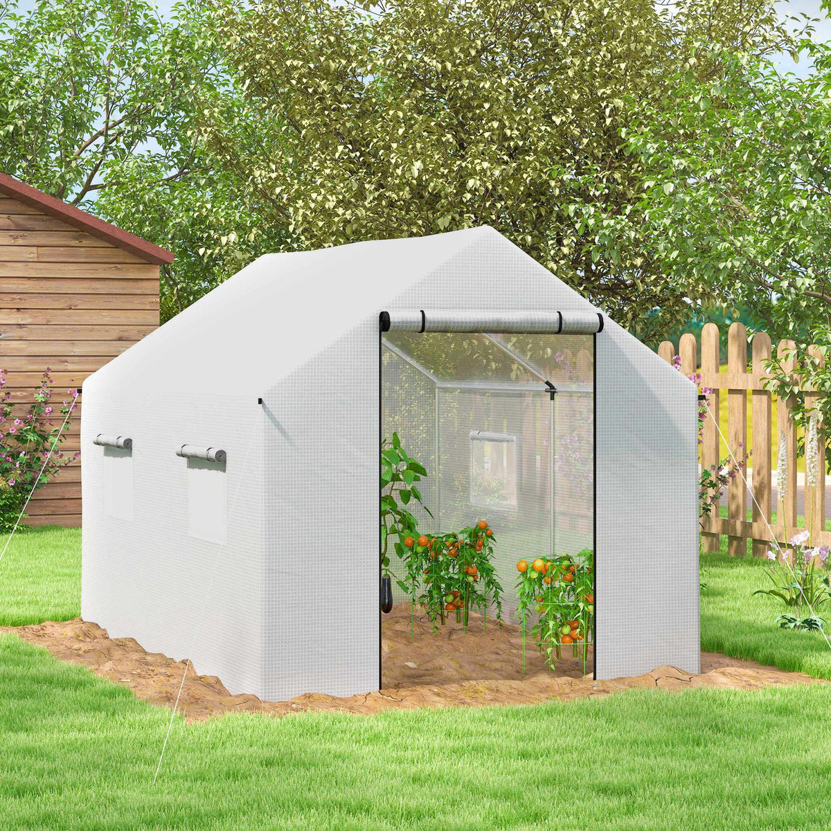 Växthus 3x2x2m med UV-beständigt lock, nätfönster