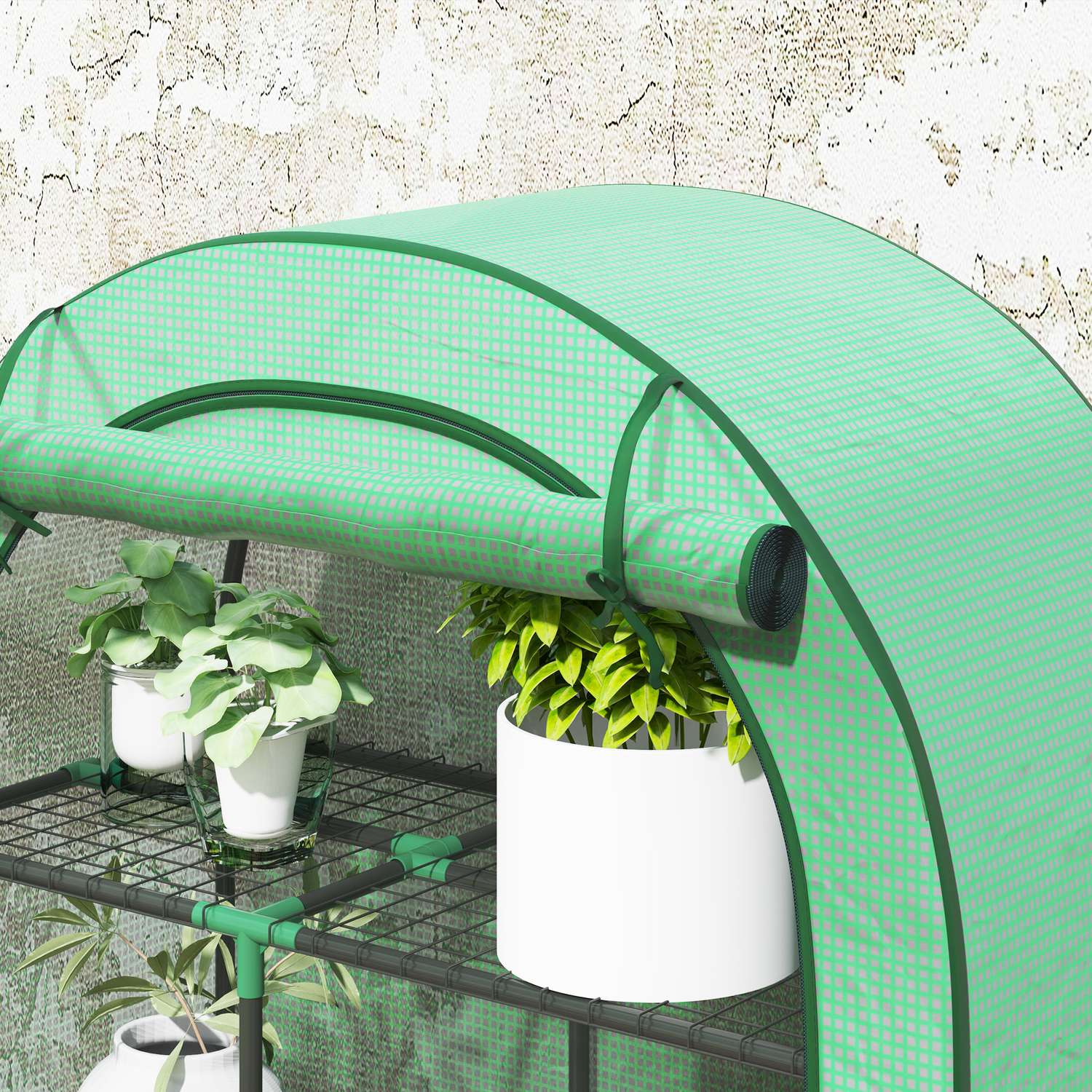 Växthus av stålstomme med hyllor – vintertät, 100 x 45 x 160 cm