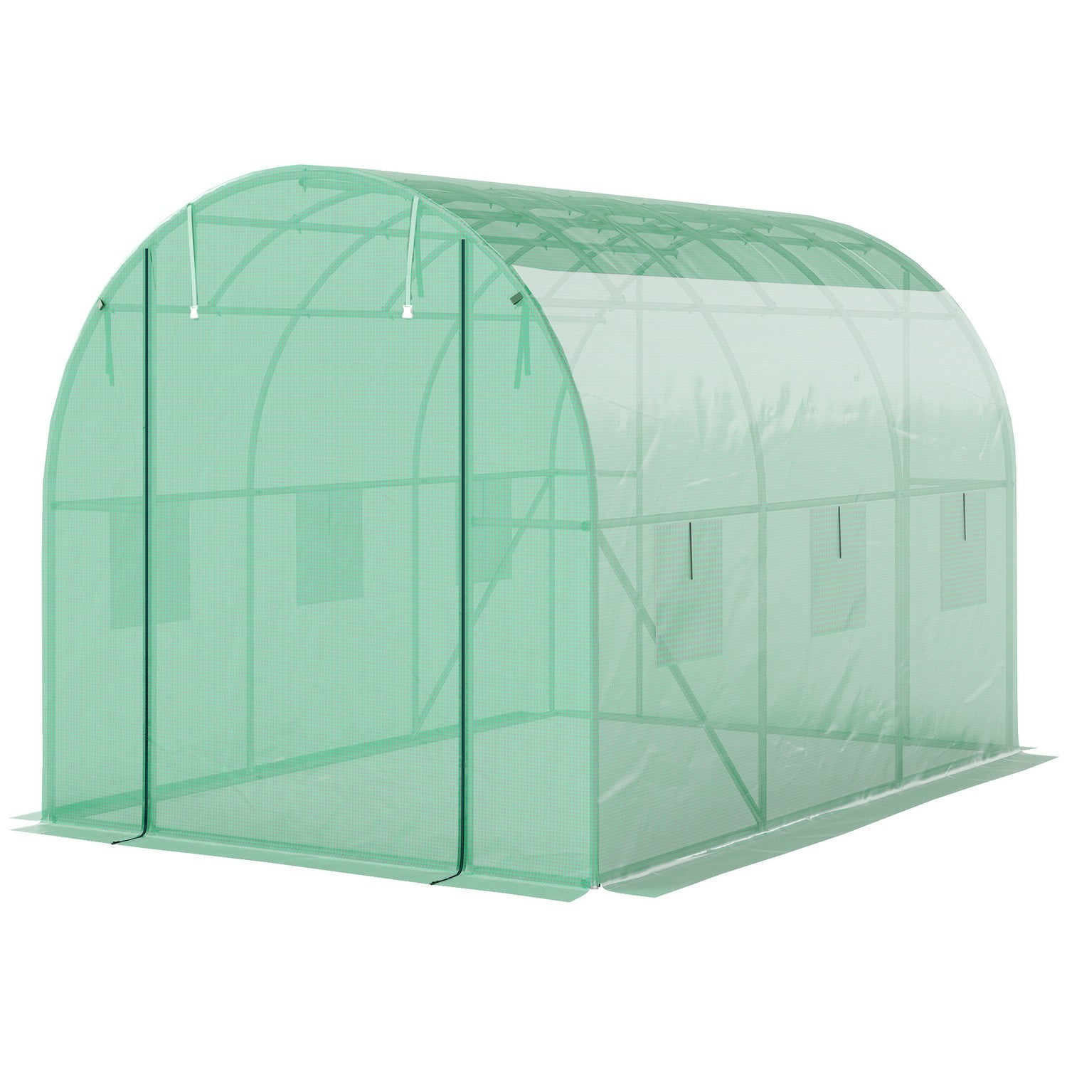 Växthus 3x2x2m UV-beständig, rulldörr, 6 fönster