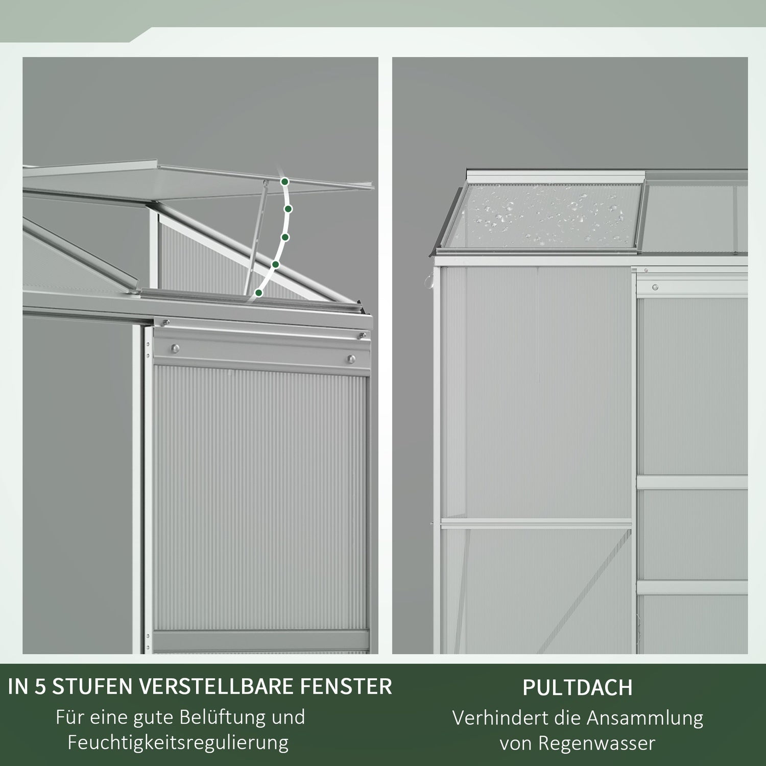 Växthus i polykarbonat med skjutdörr för trädgårdsbruk