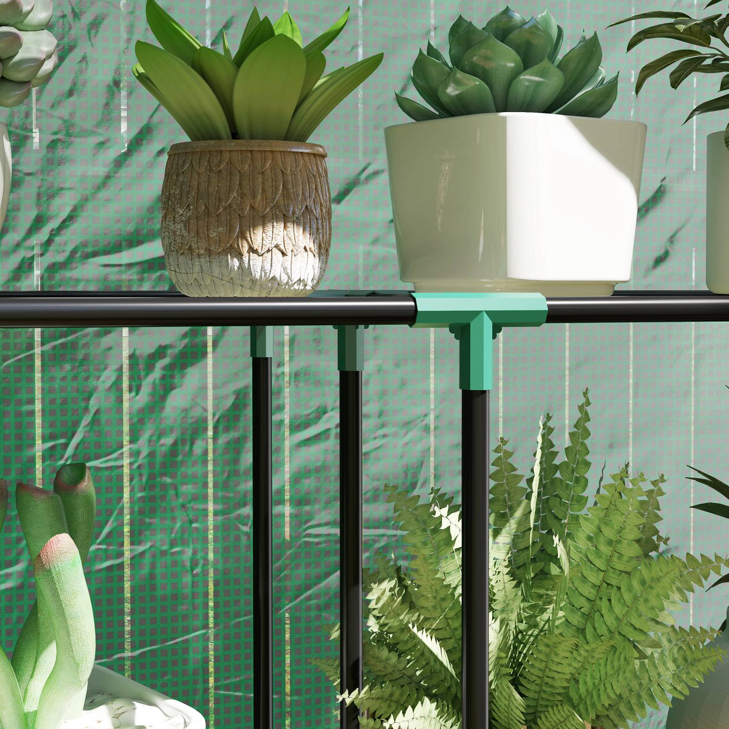 Växthus i stål med hyllor & UV-skydd, 100x40x150cm