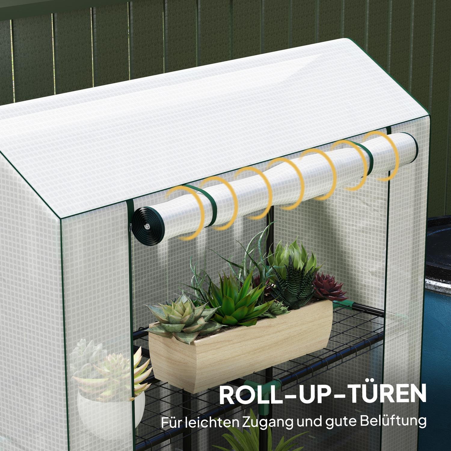 Växthus med hyllor, UV-skydd, vintertät film