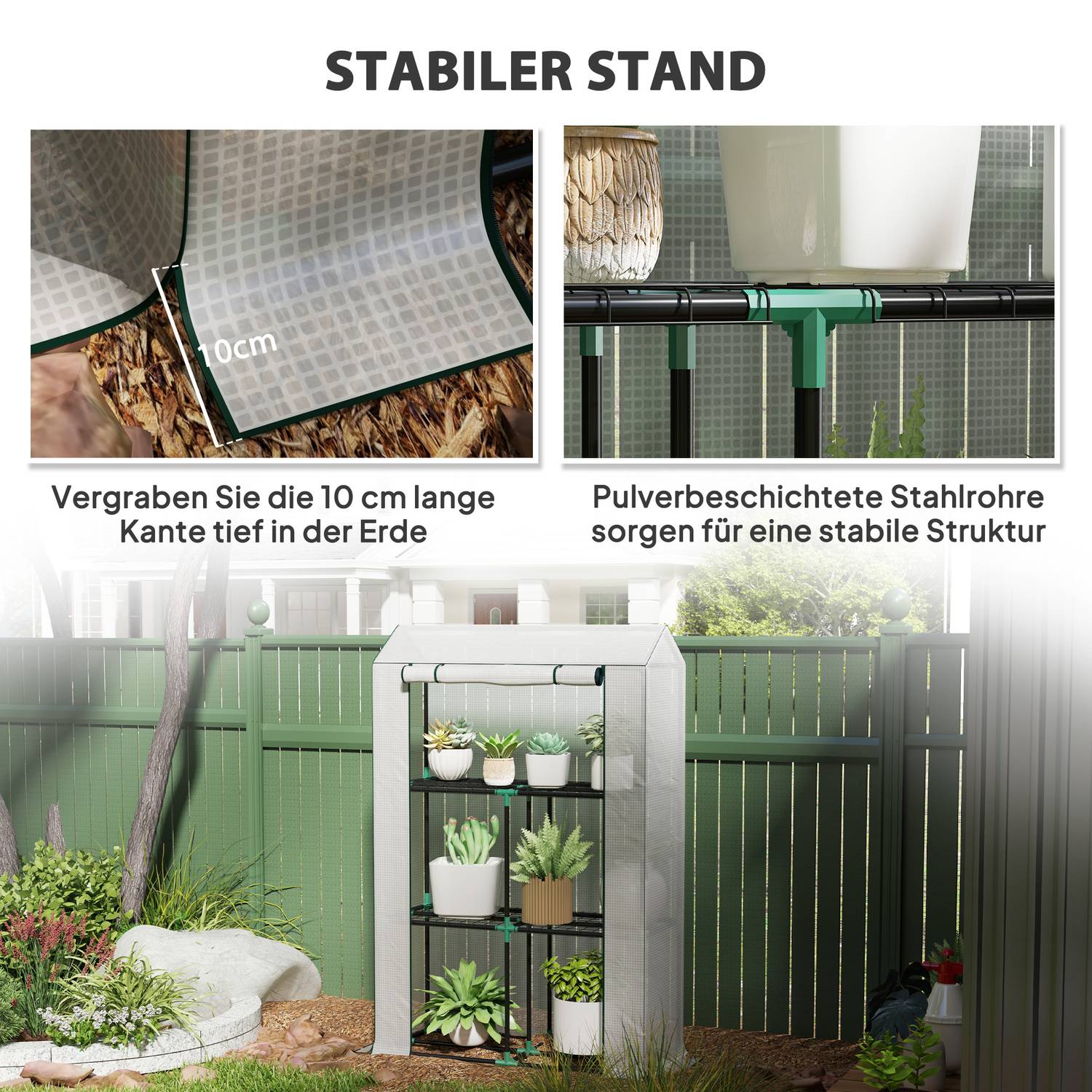 Växthus med hyllor, UV-skydd, vintertät film