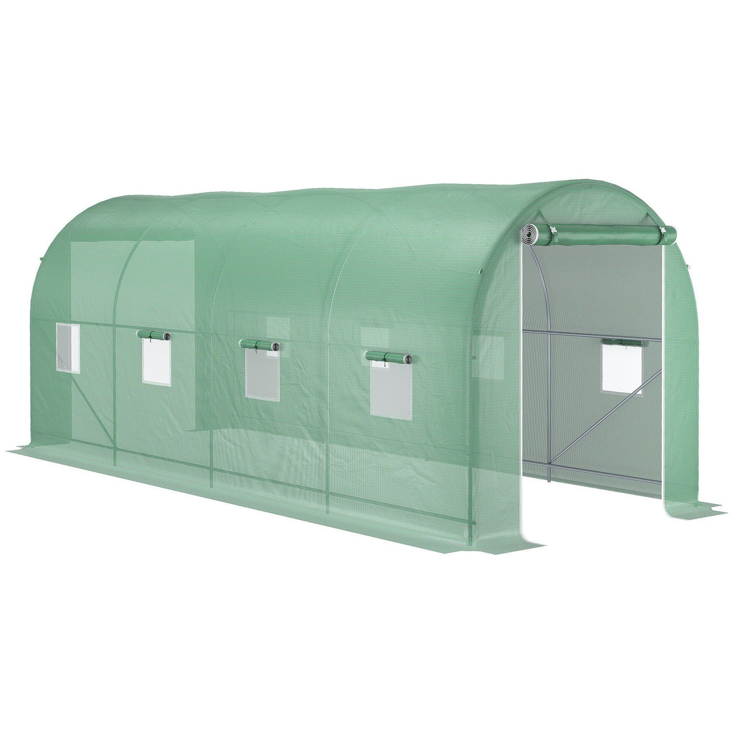 Kweektunnel met ramen, groen, 5x2x2,1m