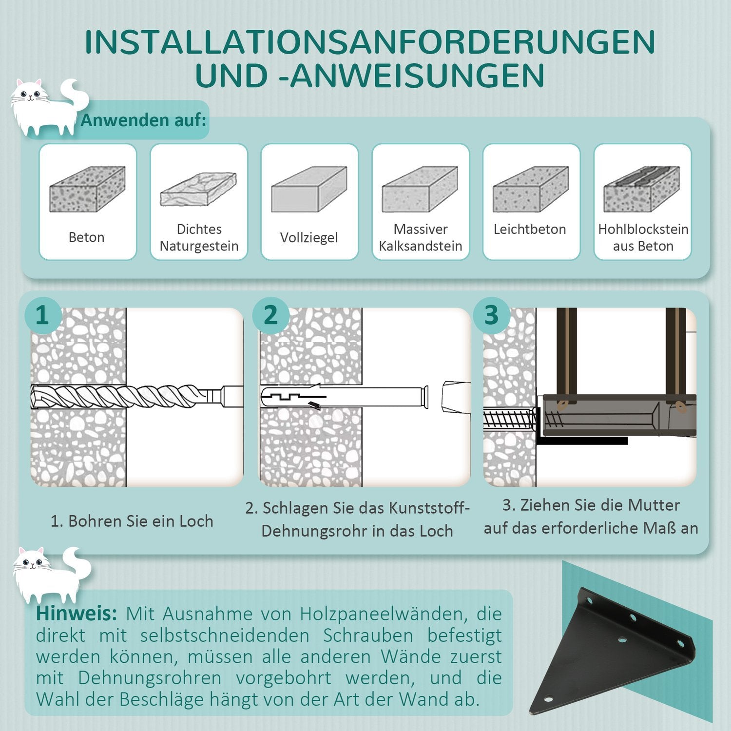 Klättervägg För Katter Väggskrapstolpe Med Hängbro, Upp Till 5 Kg, Väggmonterad, Brun, 96X20X25,5 Cm