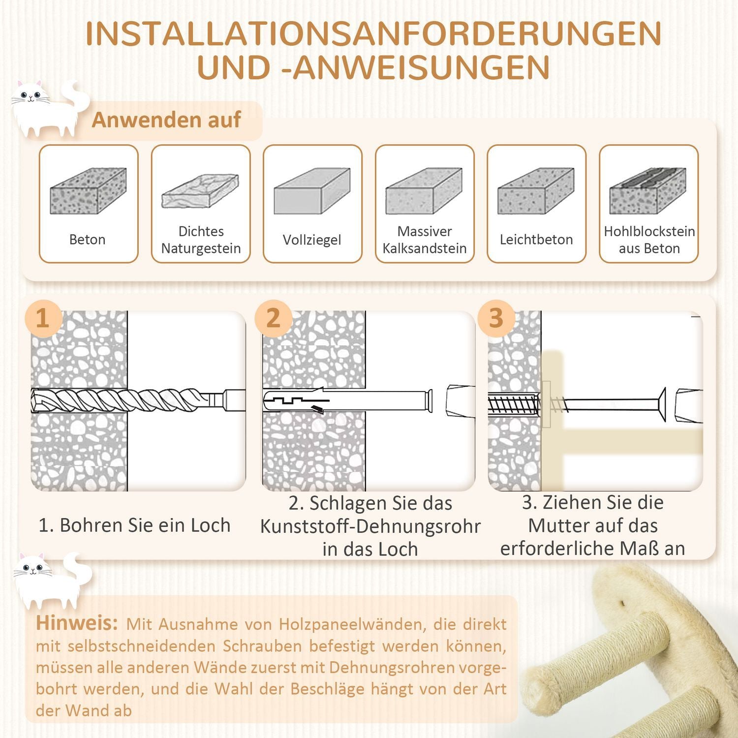 Klättervägg För Katter 4-Delat Set Med Trappor, Hängmatta, Hoppplattform, Plysch, Upp Till 5 Kg