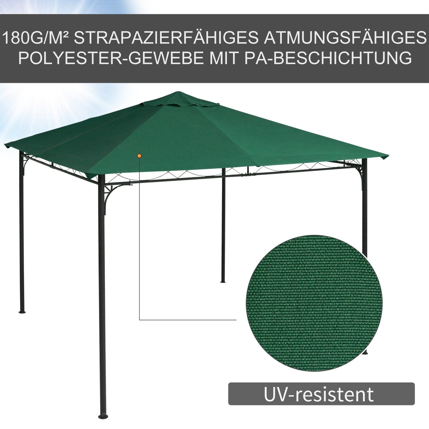 Gazebo Roof Ersättningstak För Gazebo Gazebo Cover Solskydd Polyester Grön 2,98 X 2,95 M