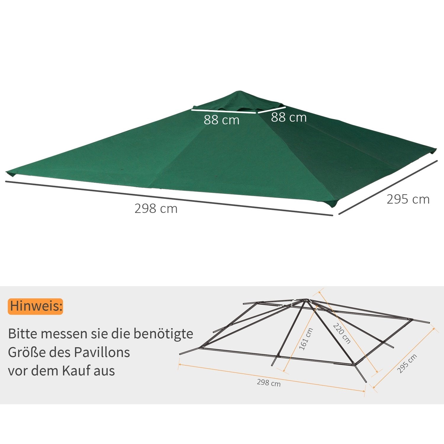 Gazebo Roof Ersättningstak För Gazebo Gazebo Cover Solskydd Polyester Grön 2,98 X 2,95 M