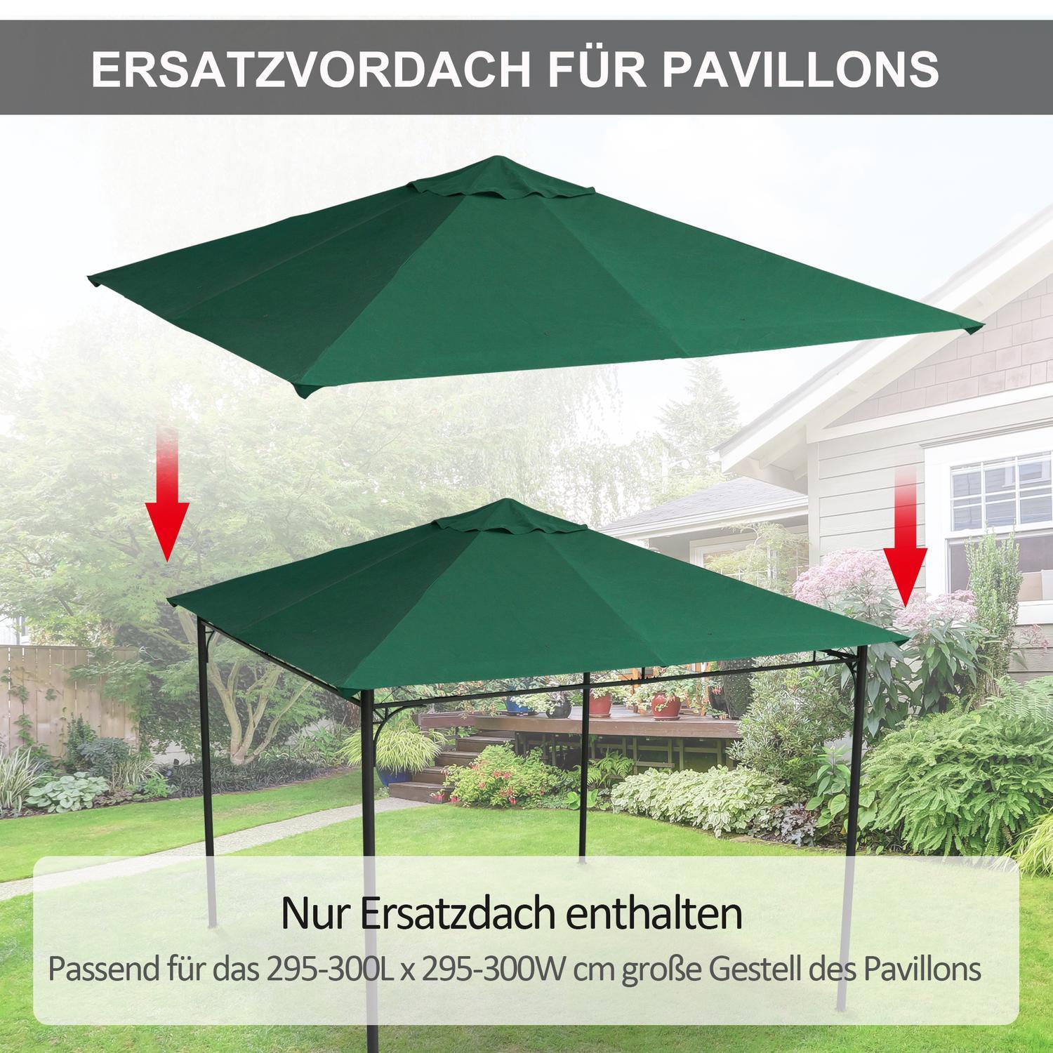 Gazebo Roof Ersättningstak För Gazebo Gazebo Cover Solskydd Polyester Grön 2,98 X 2,95 M