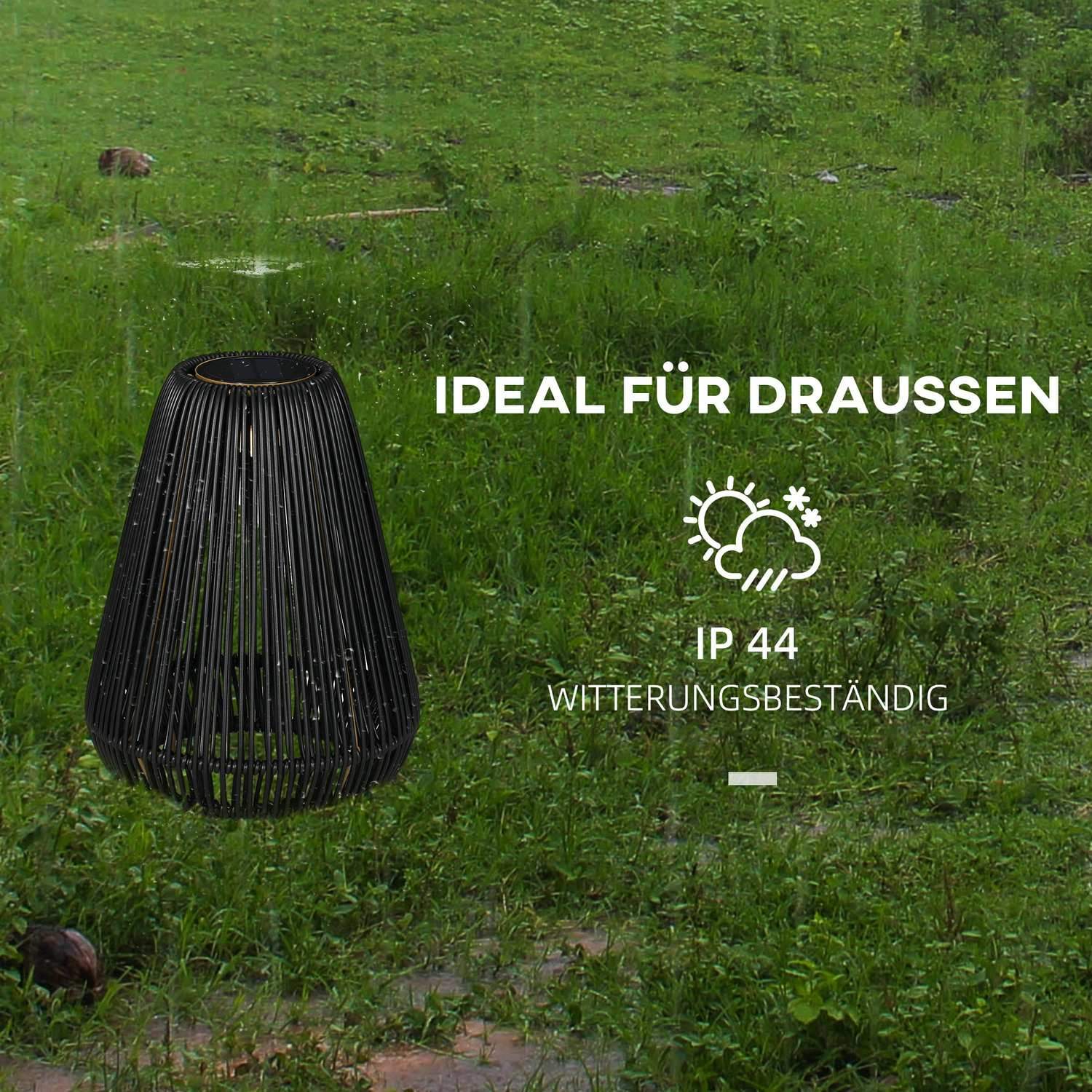 Solar Light Rattan Waterproof Path Light Med Ljussensor, Automatisk Led Trädgårdslampa, Utomhusljus, Svart, Metall