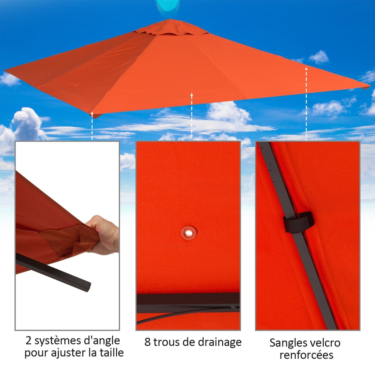 Ersättningstak För Gazebo Solskydd Gazebo Cover Tillverkad Av Polyester, Orange, 2,98 X 2,95 M