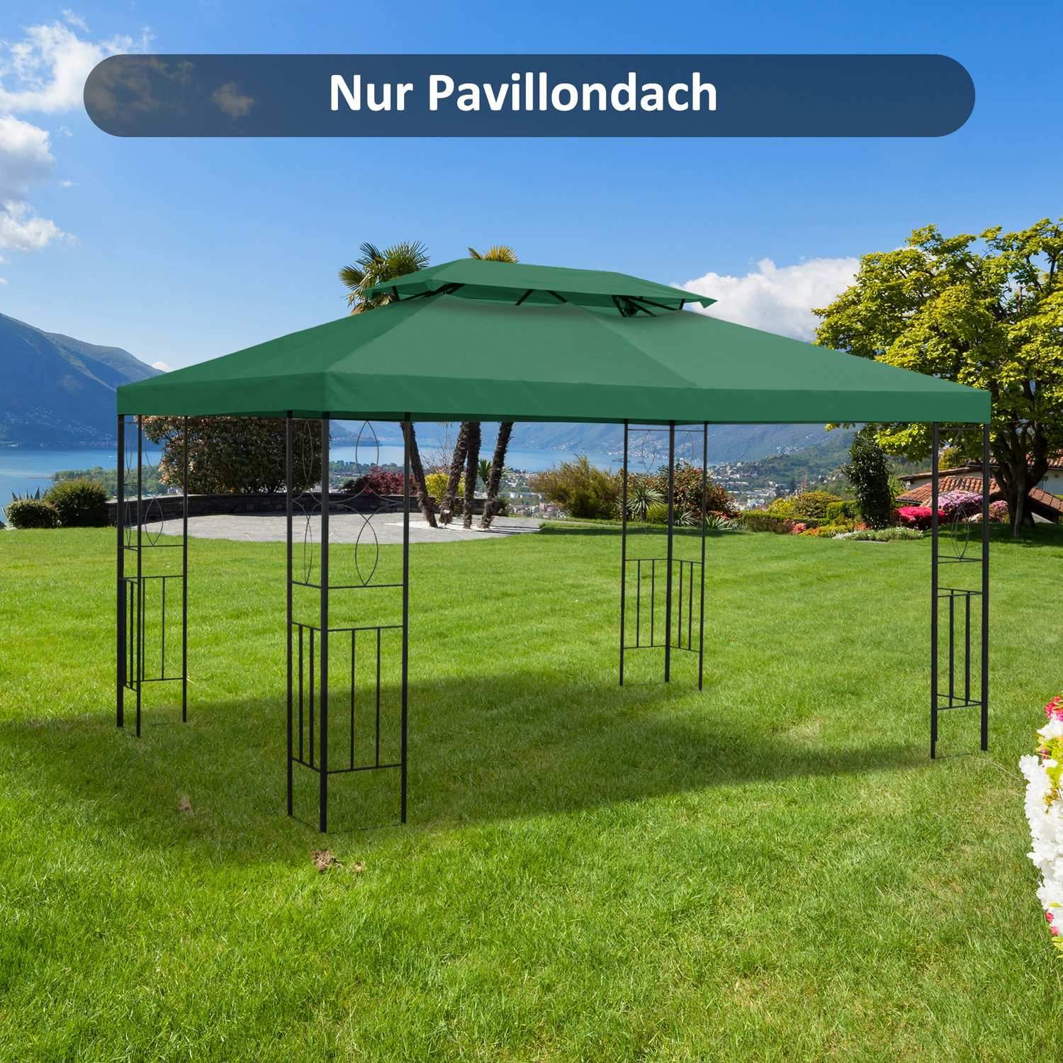 Replacement Roof Gazebo Tak För Garden Gazebo, Polyester, 3X4M, Grön