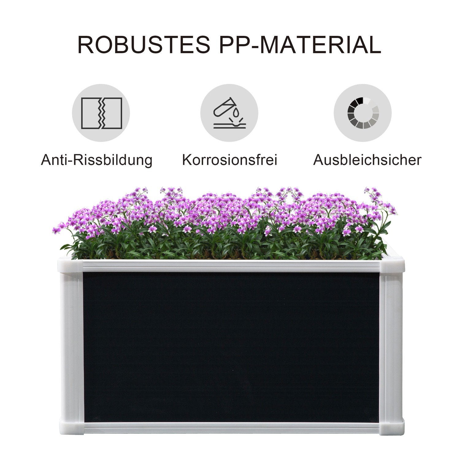 Upphöjd Bädd Blomlåda Växtlåda Med Dräneringsfunktion För Grönsaker Plastgrå 60 X 60 X 30 Cm