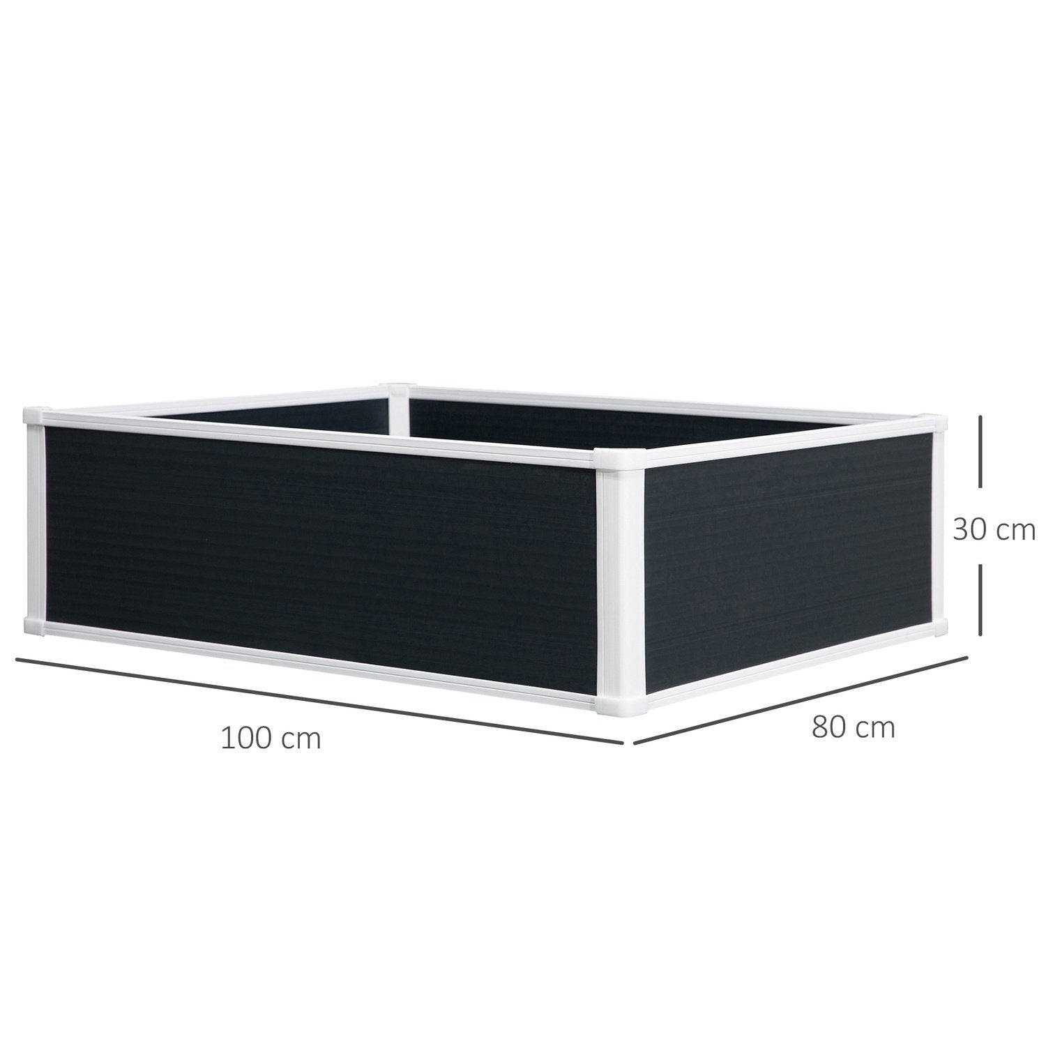 Raised Bed Flower Box Plant Box Med Dräneringsfunktion För Örter, Uteplats, Plast, Grå, 100X80X30Cm