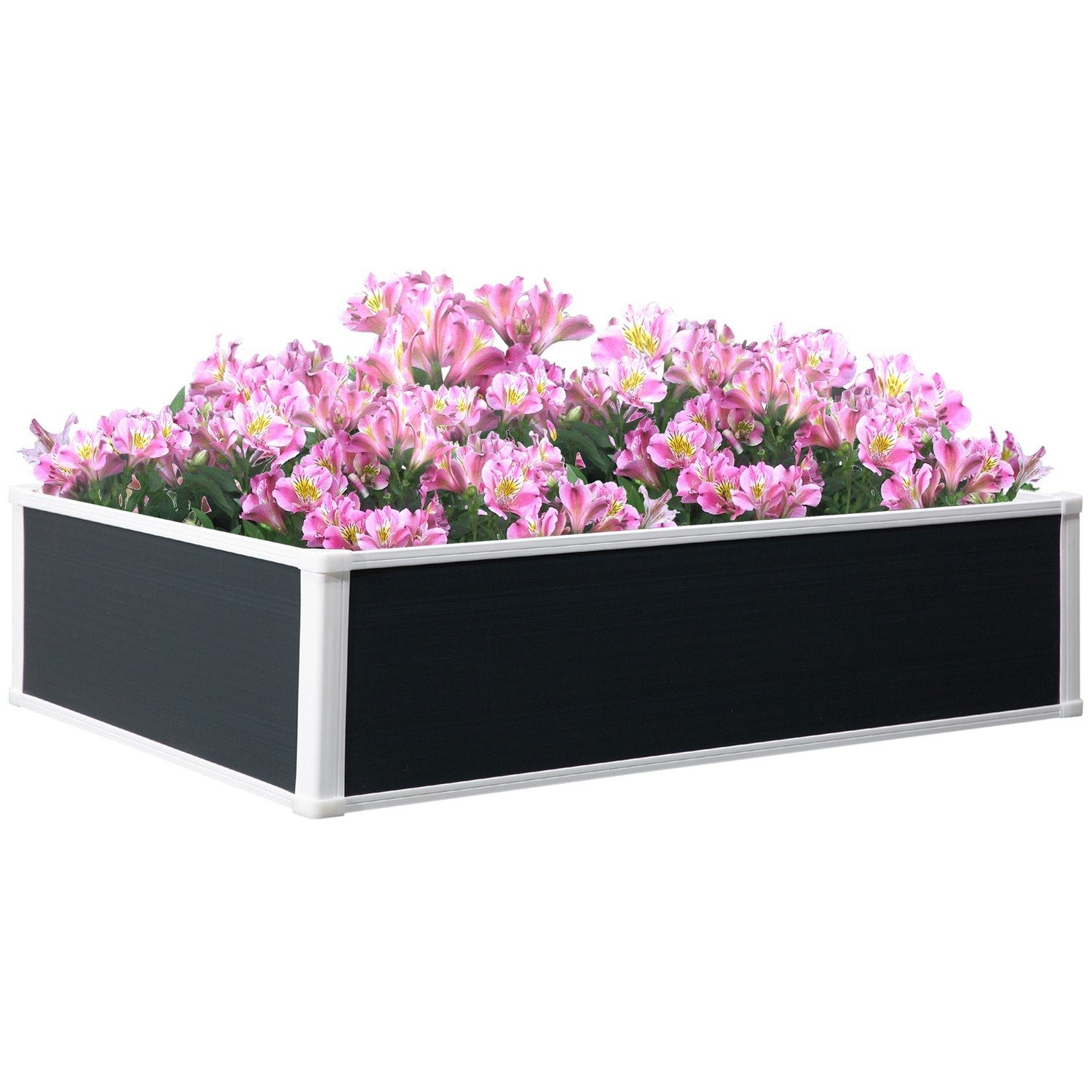 Raised Bed Flower Box Plant Box Med Dränering För Grönsaker & Örter Plast Grå 120 X 90 X 30 Cm