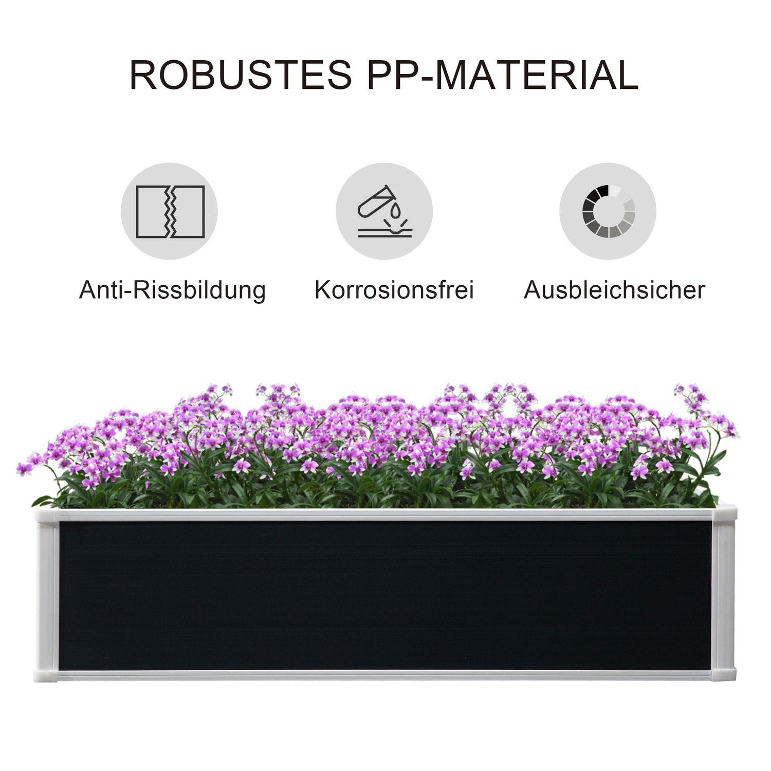 Raised Bed Flower Box Plant Box Med Dränering För Grönsaker & Örter Plast Grå 120 X 90 X 30 Cm