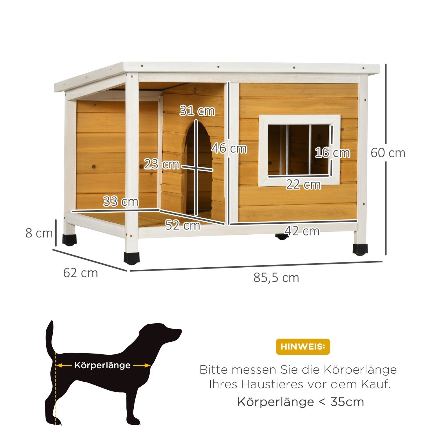 Hundhus Gran Wood Hundhus Med Uteplats Och Gångjärnstak För Små Hundar Inomhus/Utomhus Orange