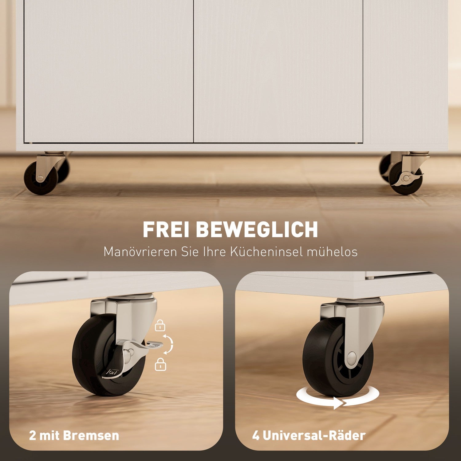 White Kitchen Trolley Island – Hjul, lådor & handduksställ