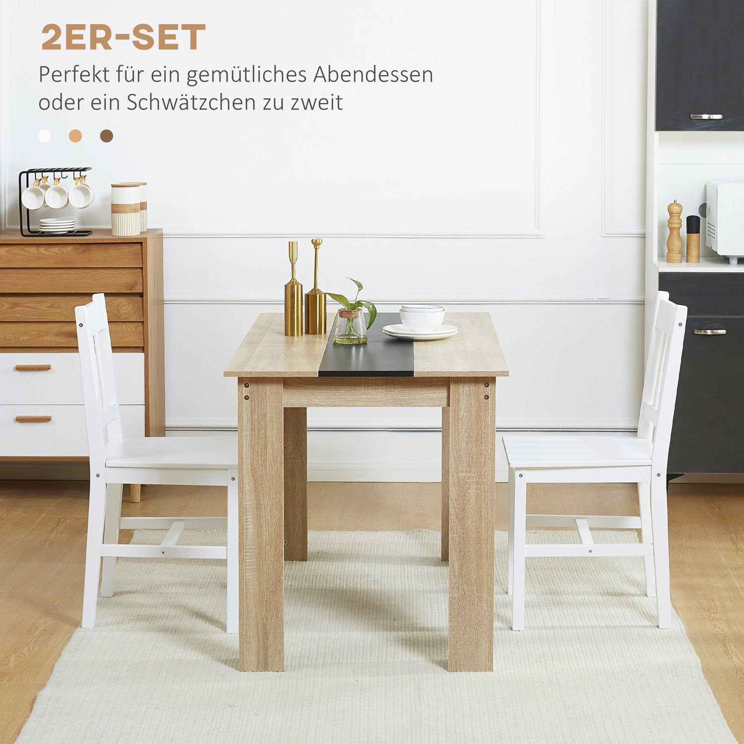 White Pine Wood Matsalsstol Set om 2 – 41x47x86 cm