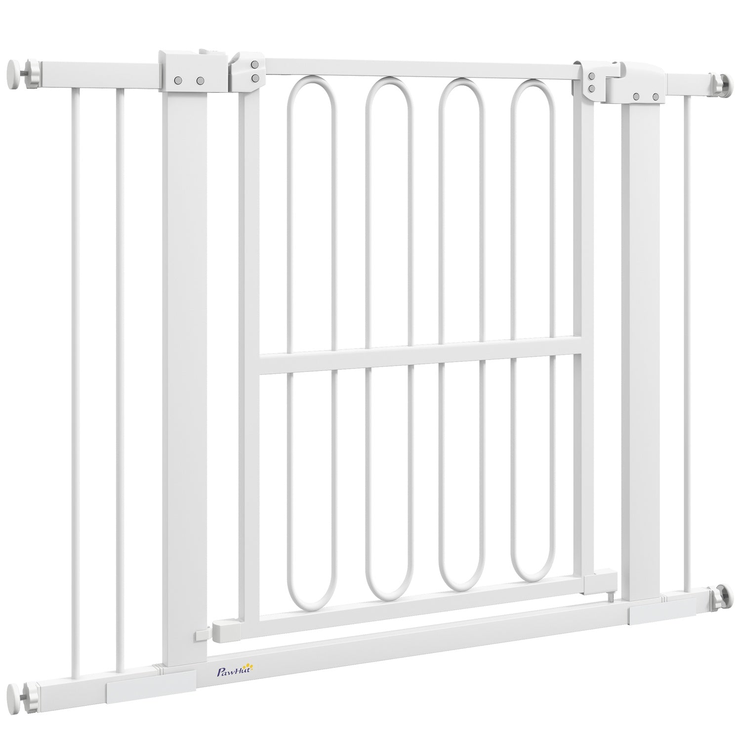 White Steel Dog Gate – No-Drill, Låsbar, 76-104 cm